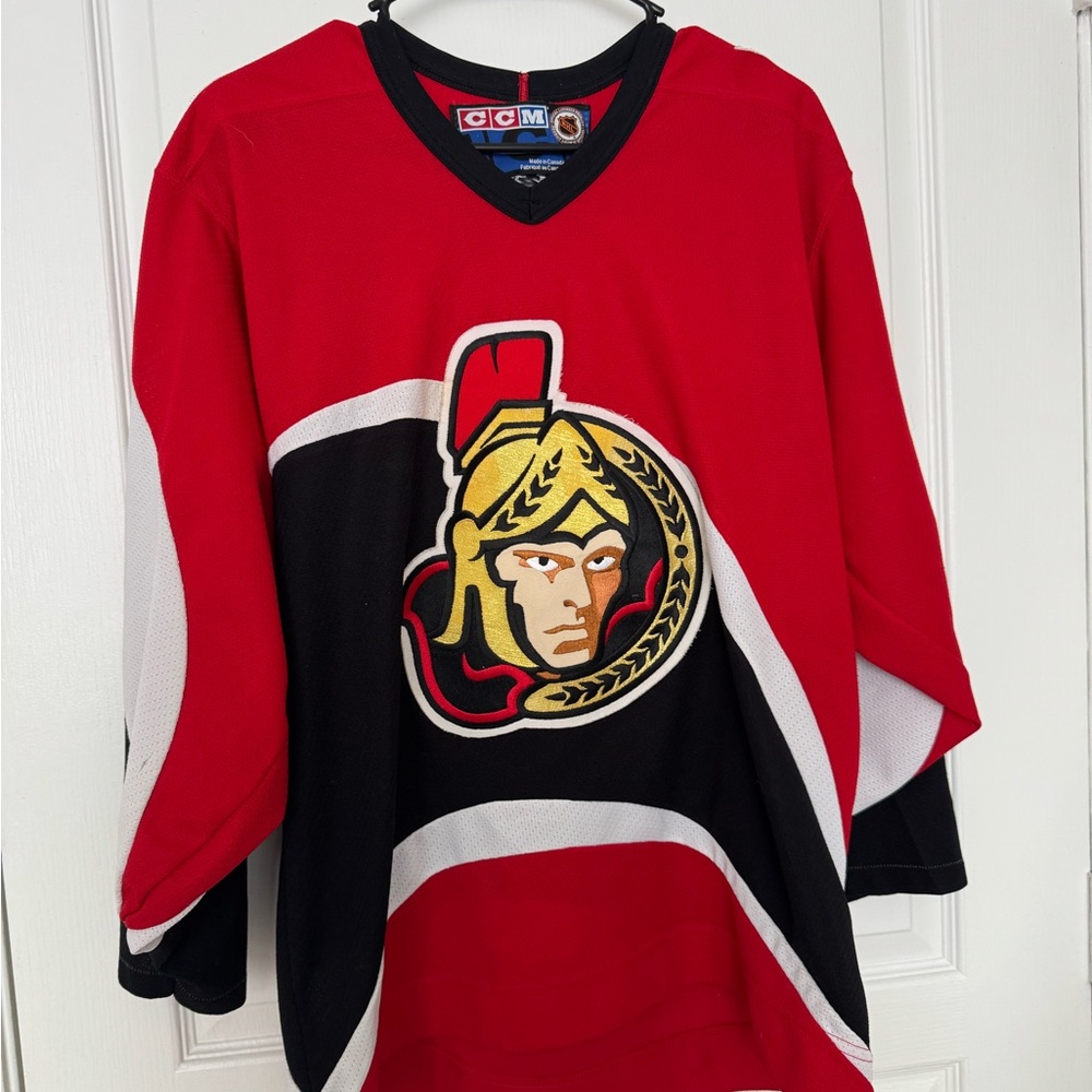 NHL CCM Red and Black Team Jersey Collar Tag